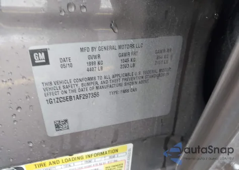 2010 Chevrolet Malibu Lt z USA, uszkodzony, nr VIN 1G1ZC5EB1AF297356